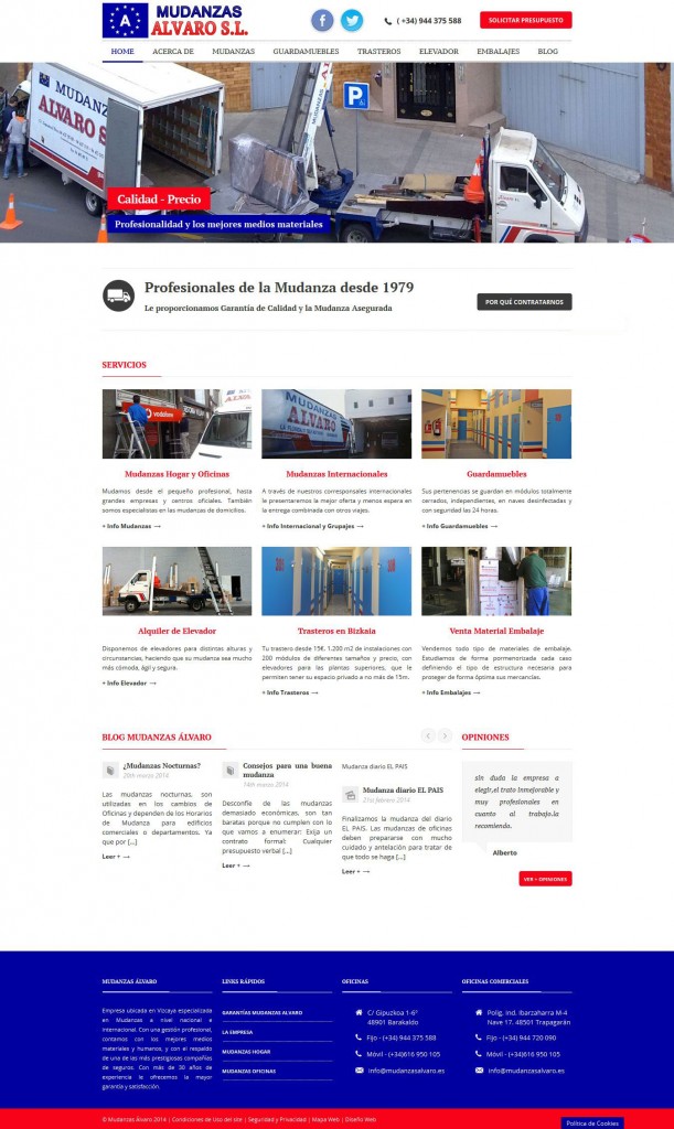 Pantallazo Site de MudanzasAlvaro – Profesionales de la Mudanza en Bizkaia